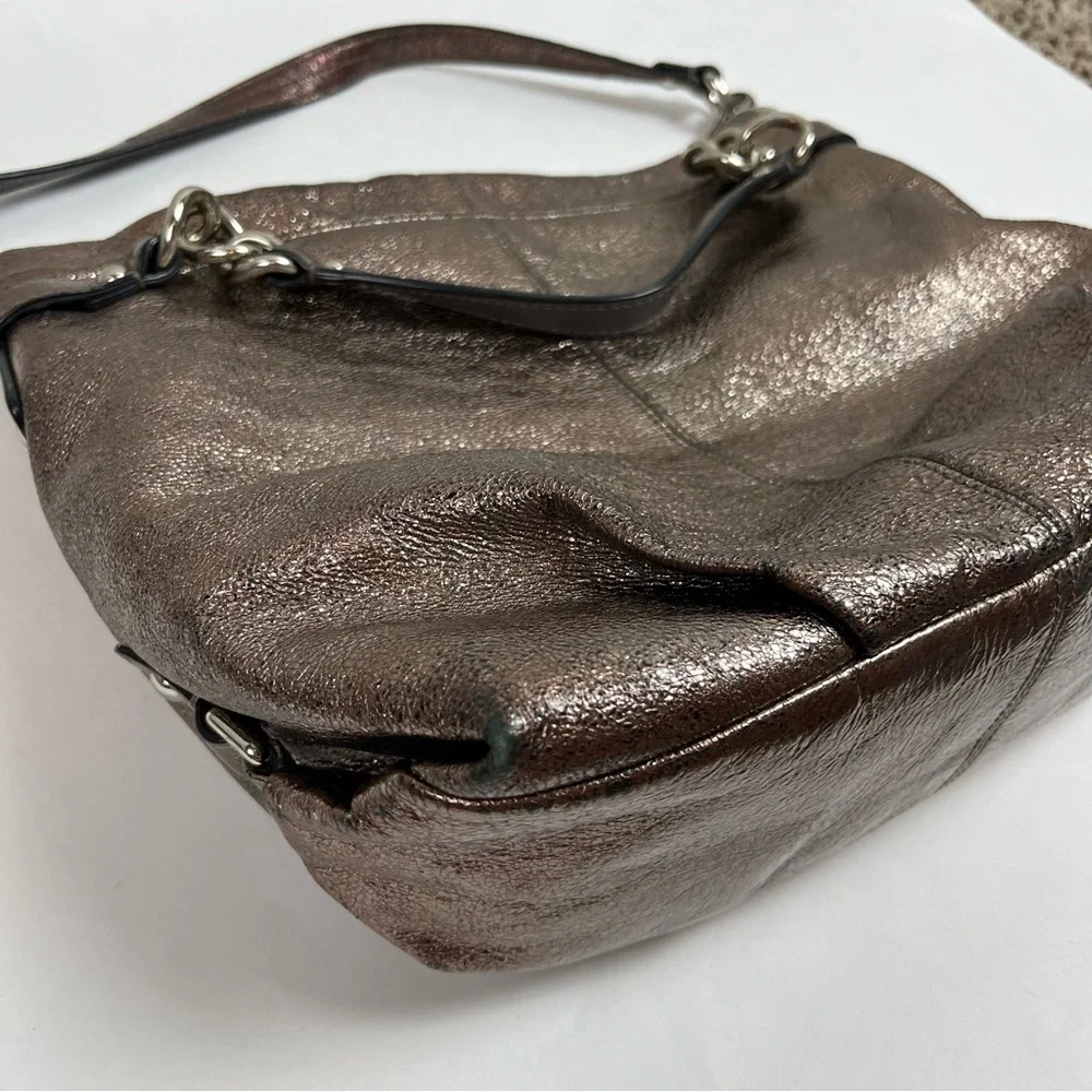 COACH Brooke Handbag Leather Pewter Hobo Bag Purse